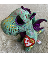 NEW Ty Beanie Boos CINDER The Green Dragon Rainbow Shimmer Plush Stuffed... - $7.35