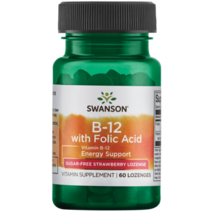 Swanson Vitamin B-12 with Folate - Strawberry 60 Lozenges - $28.86