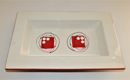 Dansk Orbit Hand Painted Modernist Rectangular Serving Dish Bowl Red Whi... - $64.34