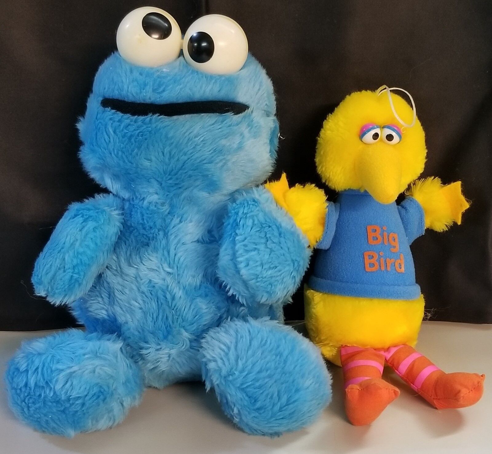 N) 1983 Playskool Hasbro Softies Big Bird Cookie Monster Sesame Street Plush Toy - $5.93