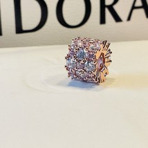 NEW AUTHENTIC PANDORA ROSE GOLD PINK &amp; CLEAR SPARKLE CHARM  - $65.00