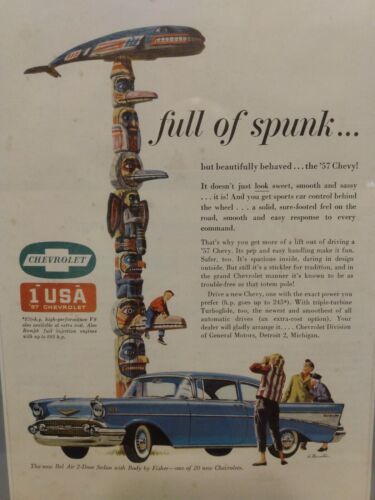 1957 Chevrolet Bel Air "Full of spunk..." Vintage Ad Framed and Matted - $20.12