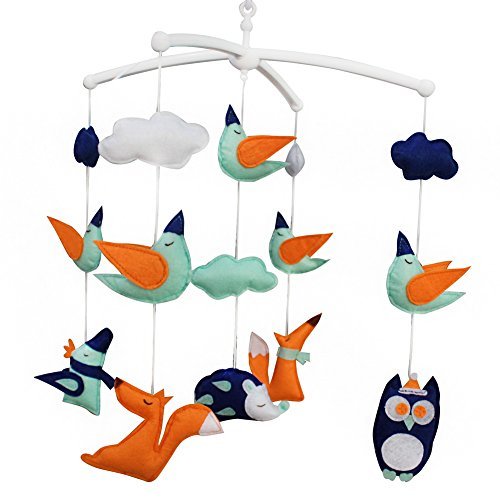 Panda Legends Blue Owl Birds Hedgehog Orange Fox Handmade Baby Musical Crib Mobi