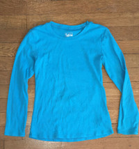 * justice solid blue long sleeve layering tee shirt size 8 girls - $3.47