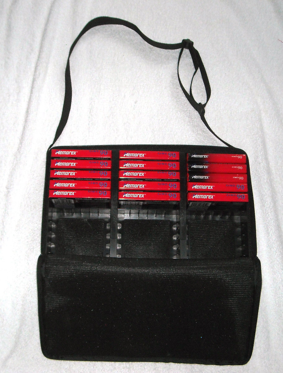 Case Logic Black Nylon Cassette tape Case & 15 New Sealed Memorex DBS