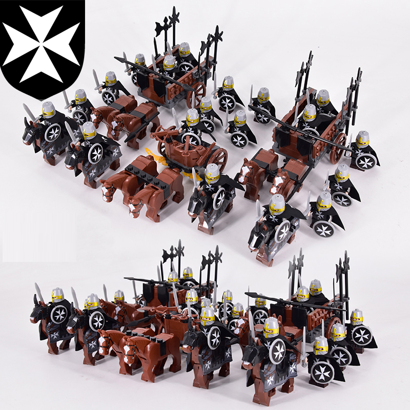 Medieval Knights Hospitaller War Horse Chariot Corps Minifigures Bricks MOC Toys