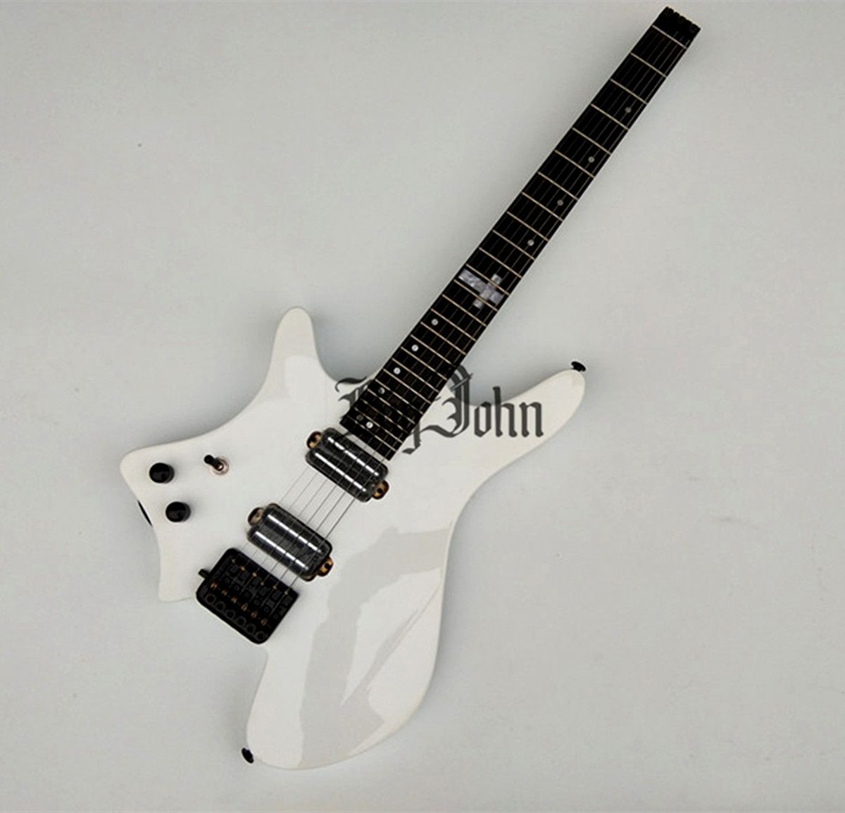 Left Handed Headless Electric Guitar,White Mahogany Body&Rosewood