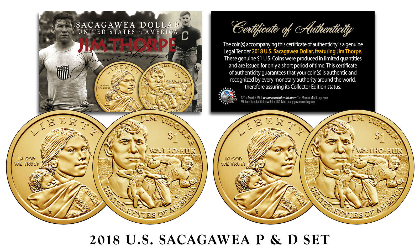 SACAGAWEA NATIVE AMERICAN DOLLAR UNCIRCULATED SET 2018 P/&D POSITION A /& B