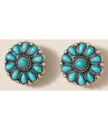 Avenue Zoe Western Concho Clip On Earrings NEW Turquoise Stones - $7.99