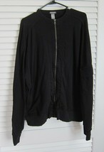 Mens H&M Divided Gray Line Bomber Sweatshirt Jacket In Black Sz Xl - $27.11