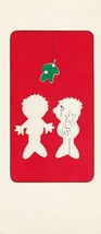 Vintage Christmas Card Lonely Under Mistletoe 1960s Hallmark Sample Unused - $7.91