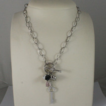 .925 SILVER RHODIUM NECKLACE WITH TRANSPARENT CRISTAL, WHITE HOWLITE AND CHARMS image 1