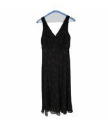 Anne Klein Brown Polka Dot Black Dress 100% Silk Size 4 Work Party Cocktail - $39.59