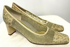 The Touch Of Nina Gold Metallic Lace Mesh Pumps, Women's Size 10 - $47.49