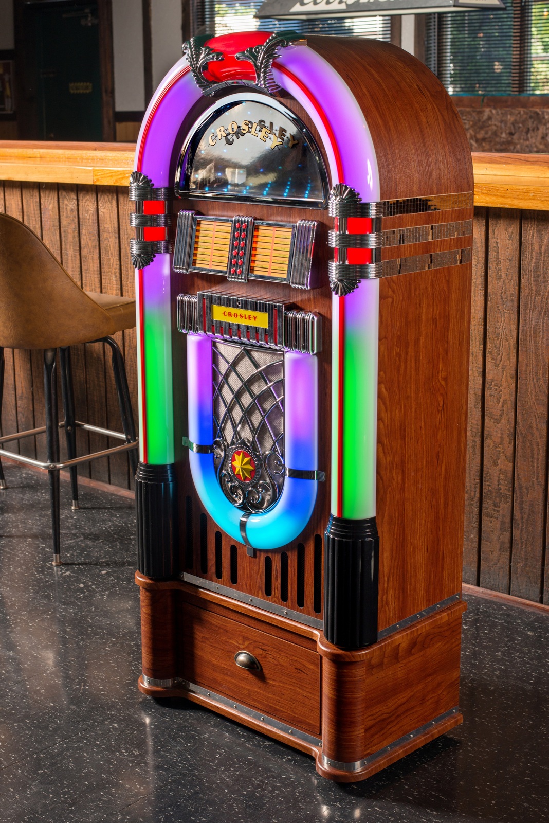 Crosley Digital LED Jukebox with Bluetooth Color Changing Cd am/fm