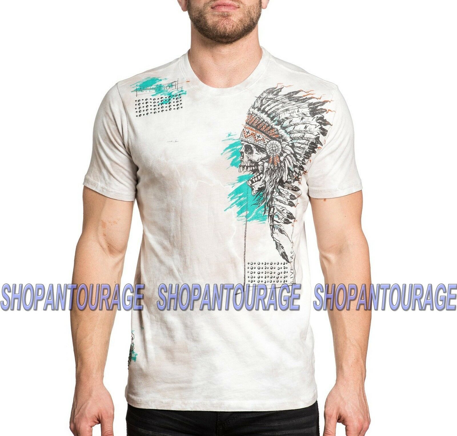 Affliction Mens Patriot Black Lava Wash Short Sleeve Tee