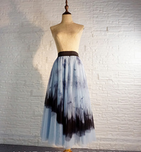 Dusty Blue Long Tulle Skirt Butterfly Dye Tulle Skirt Plus Size Party Outfit image 8