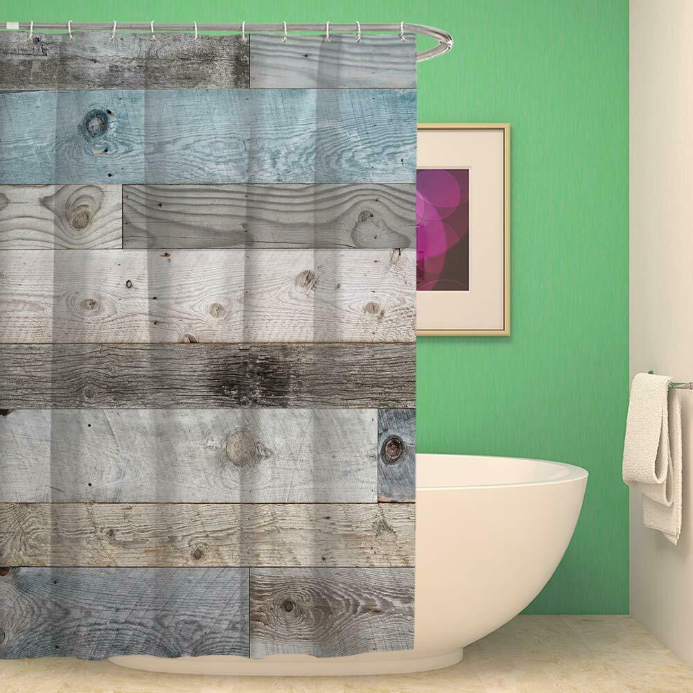 Nice Blue Rustic Wood Country Farmhouse Western Waterproof Fabric