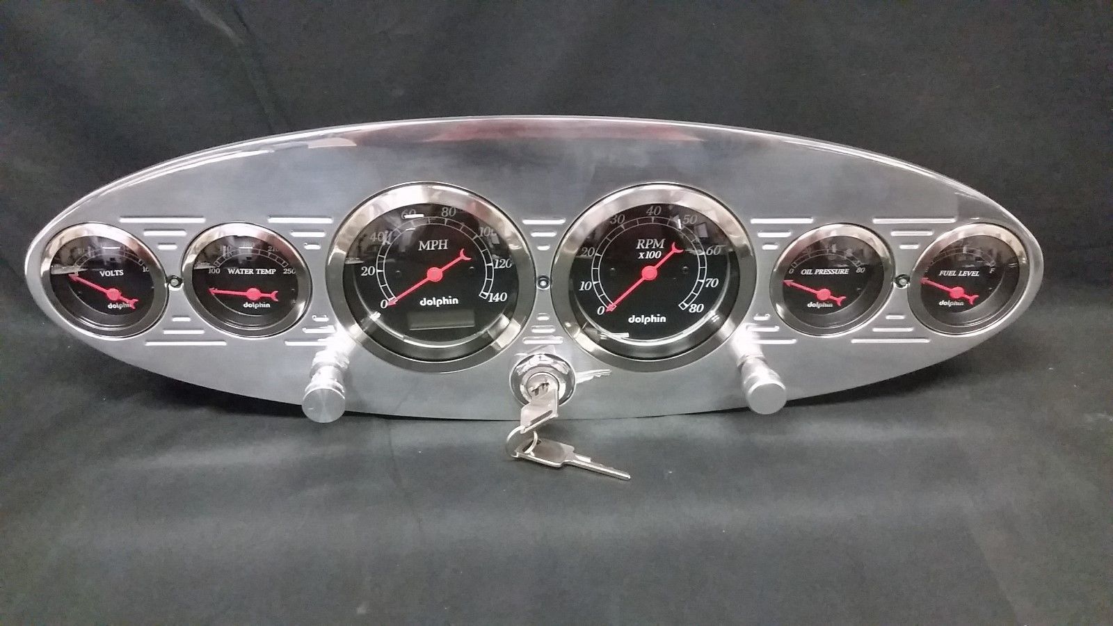 6 GAUGE UNIVERSAL OVAL DASH CLUSTER WITH SWITCHES BLACK Gauges