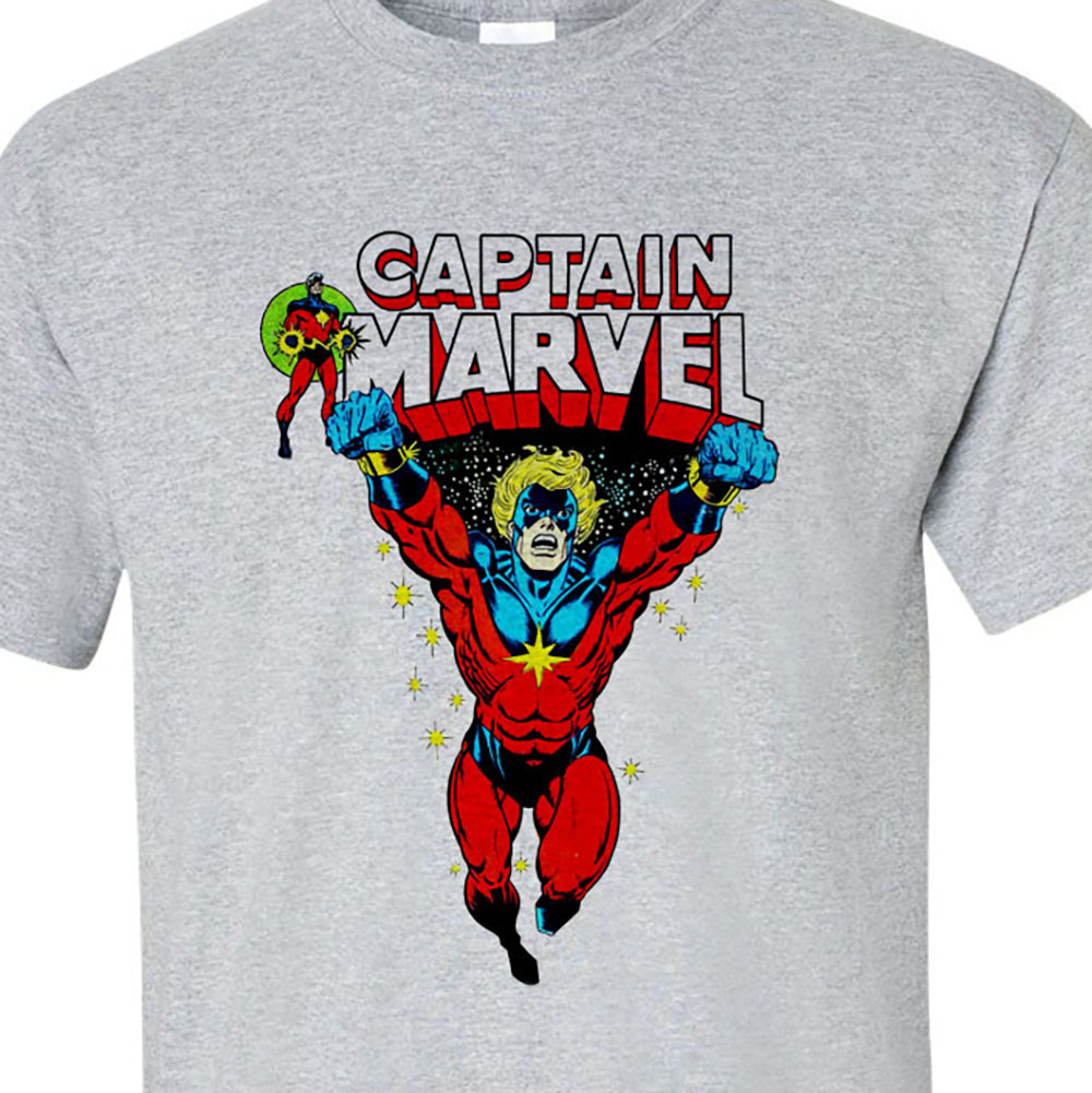 Captain Marvel T shirt vintage comic book super hero cotton blend ...