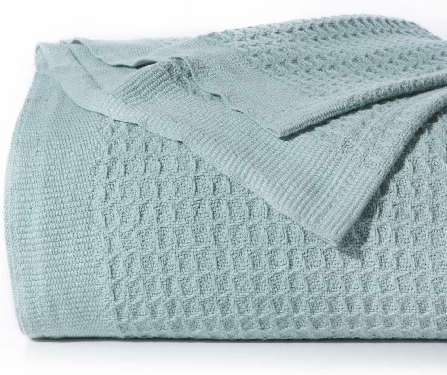 Nice Queen Waffle Blanket Woven Light Blue 90