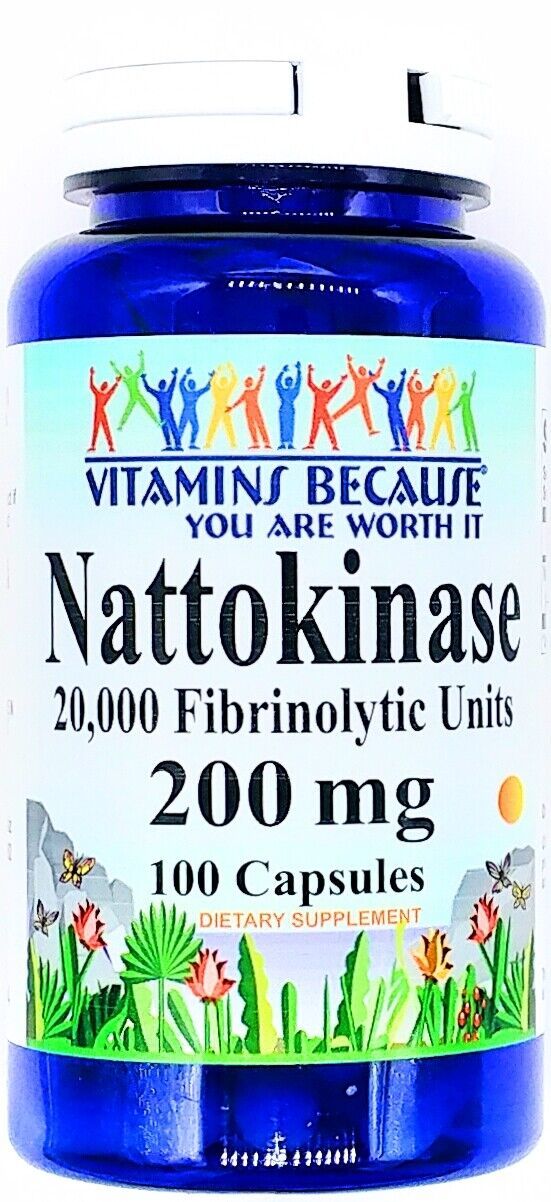 nattokinase 200mg 20,000 fu 20000 fibrinolytic units 100 capsules