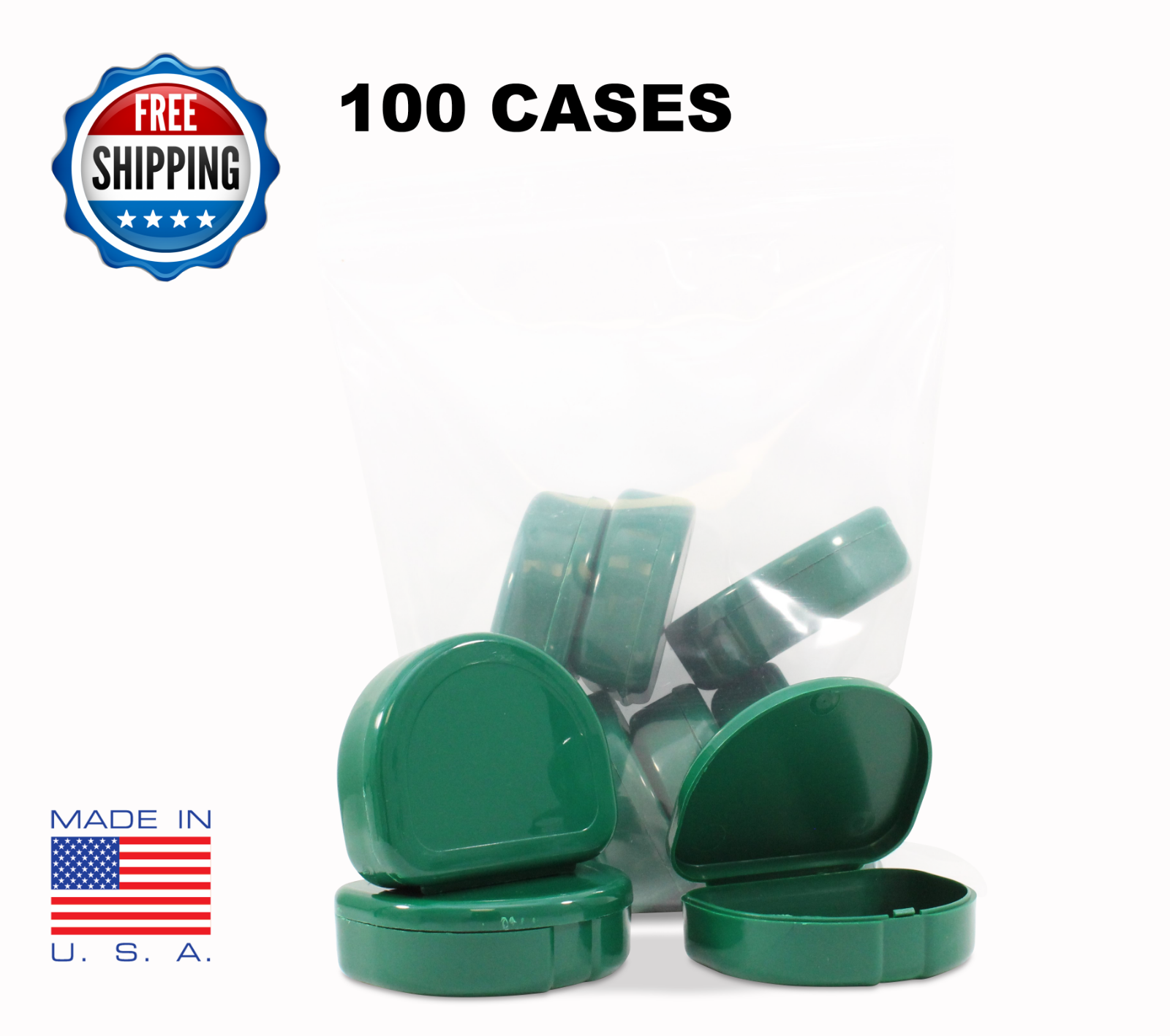 RETAINER CASES 100 PACK Invisalign Orthodontic Nightguard GREEN COLOR