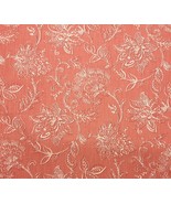 RICHLOOM BENSON CORAL RED WHITE FLORAL LINEN LIKE MULTIUSE FABRIC BY YAR... - $12.59