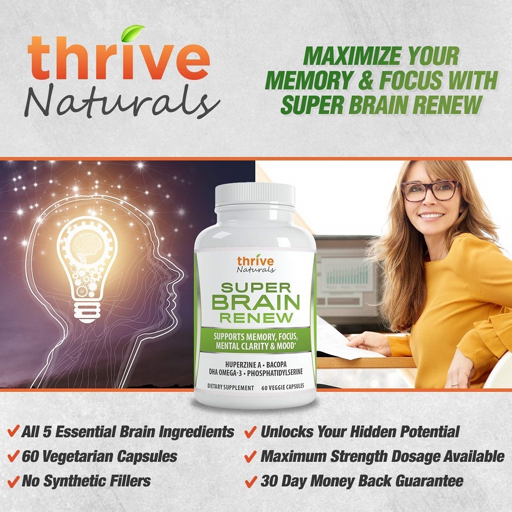 Thrive Naturals Super Brain Renew - Memory Supplement - Brain Food