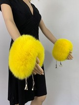 Fox Fur Transforming Wristbands Scarf and Headband & Boot Cuffs Yellow Color Fur image 9