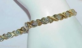 14k 2.00ct Diamond Bracelet Wide Tennis X's Yellow Gold 3/8" Wide 7.25" L  Vintg - $1,979.99