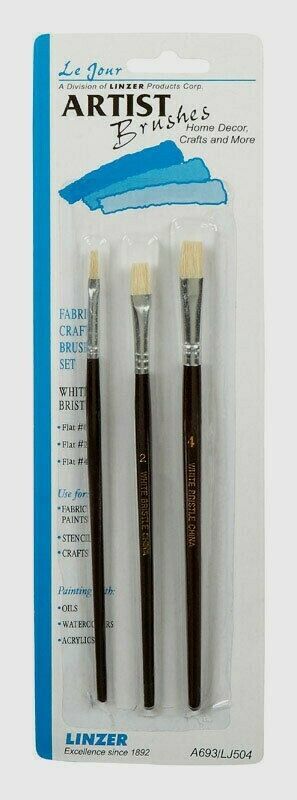 Linzer No. 0, 2, 4 W Flat ARTIST BRUSH SET For All Paints Home Decor Crafts A693