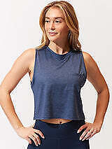 Threads 4 Thought HEATHER CHAMBRAY Women's Rochelle Crop Tank Top M