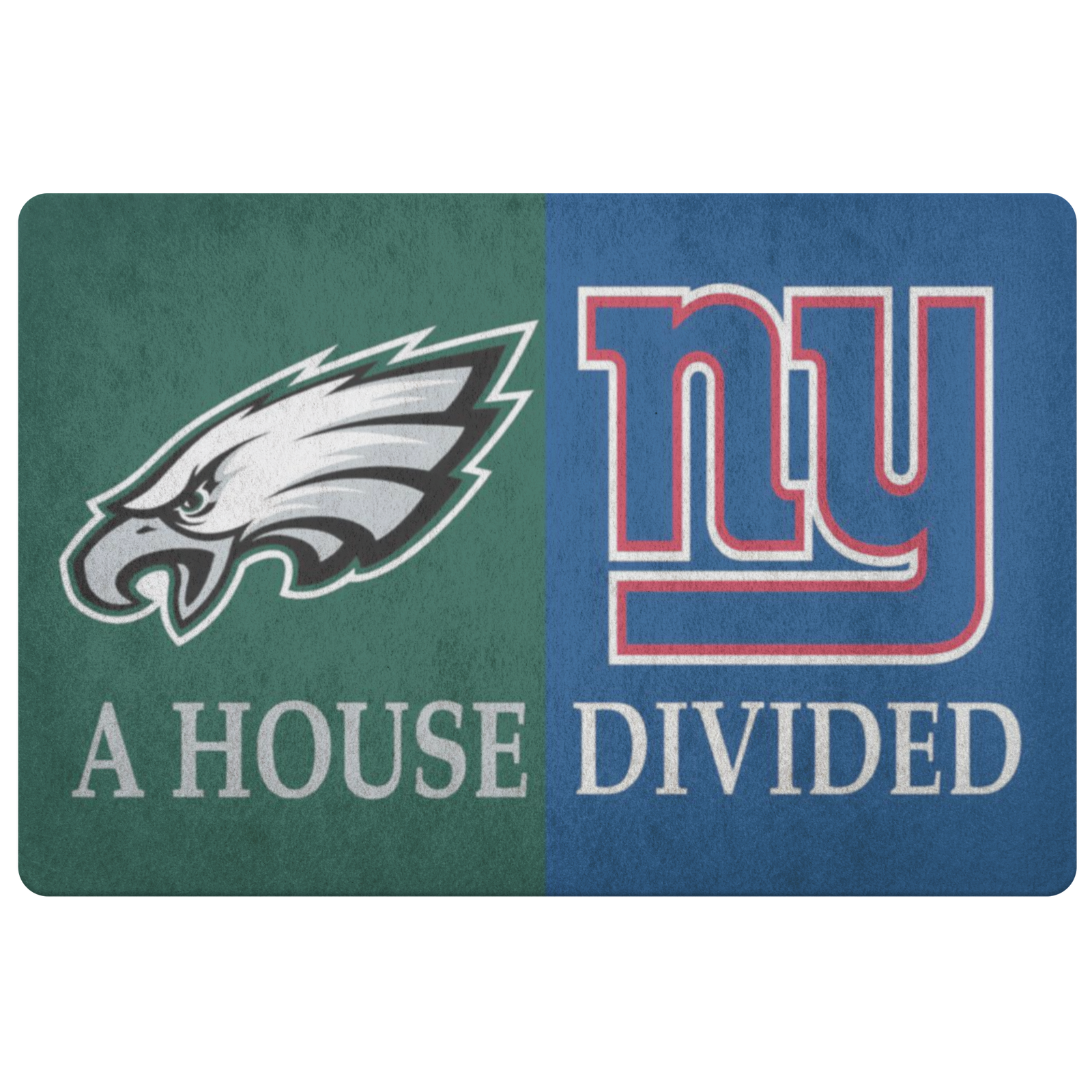 House Divided Man Cave NFL Football Mat NY Giants Eagles