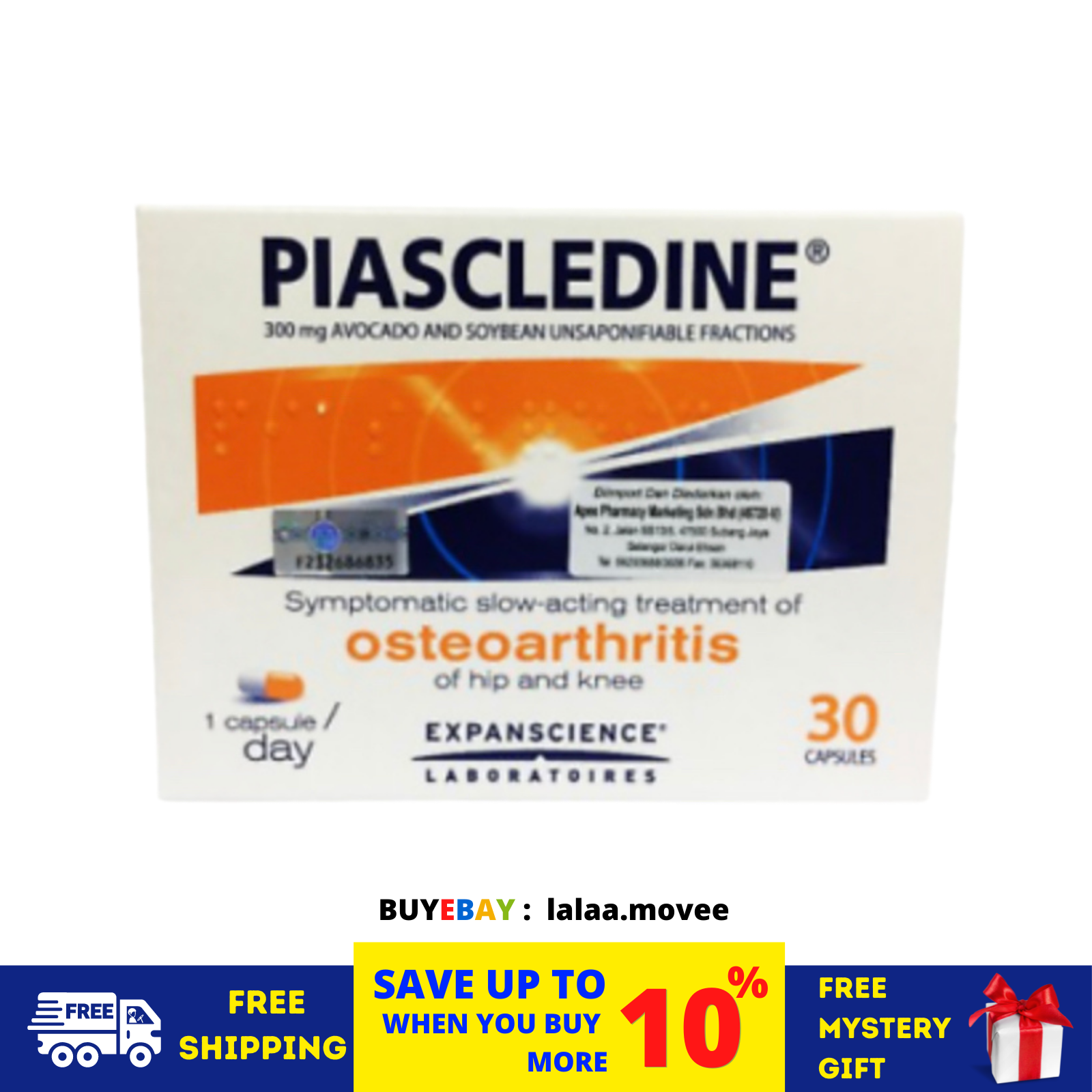 PIASCLEDINE 300mg Antirheumatic Osteoarthritis JointPains 30 Capsules
