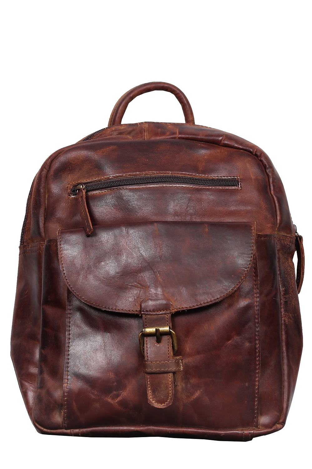 Handmade Leather Backpack, Unisex Travel bag, Front Pockets Carry Handle Bag,