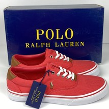 Polo Ralph Lauren Men's Thorton Sneakers 8.5 D  Red Washed Twill Lace Up New - $59.39