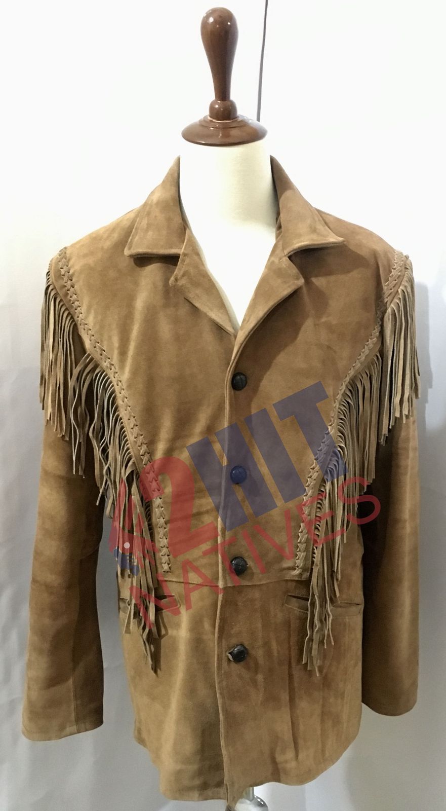 NEW MENS NATIVE AMERICAN BROWN BUCKSKIN POWWOW REGALIA FRINGES JACKET HJ68 Coats & Jackets