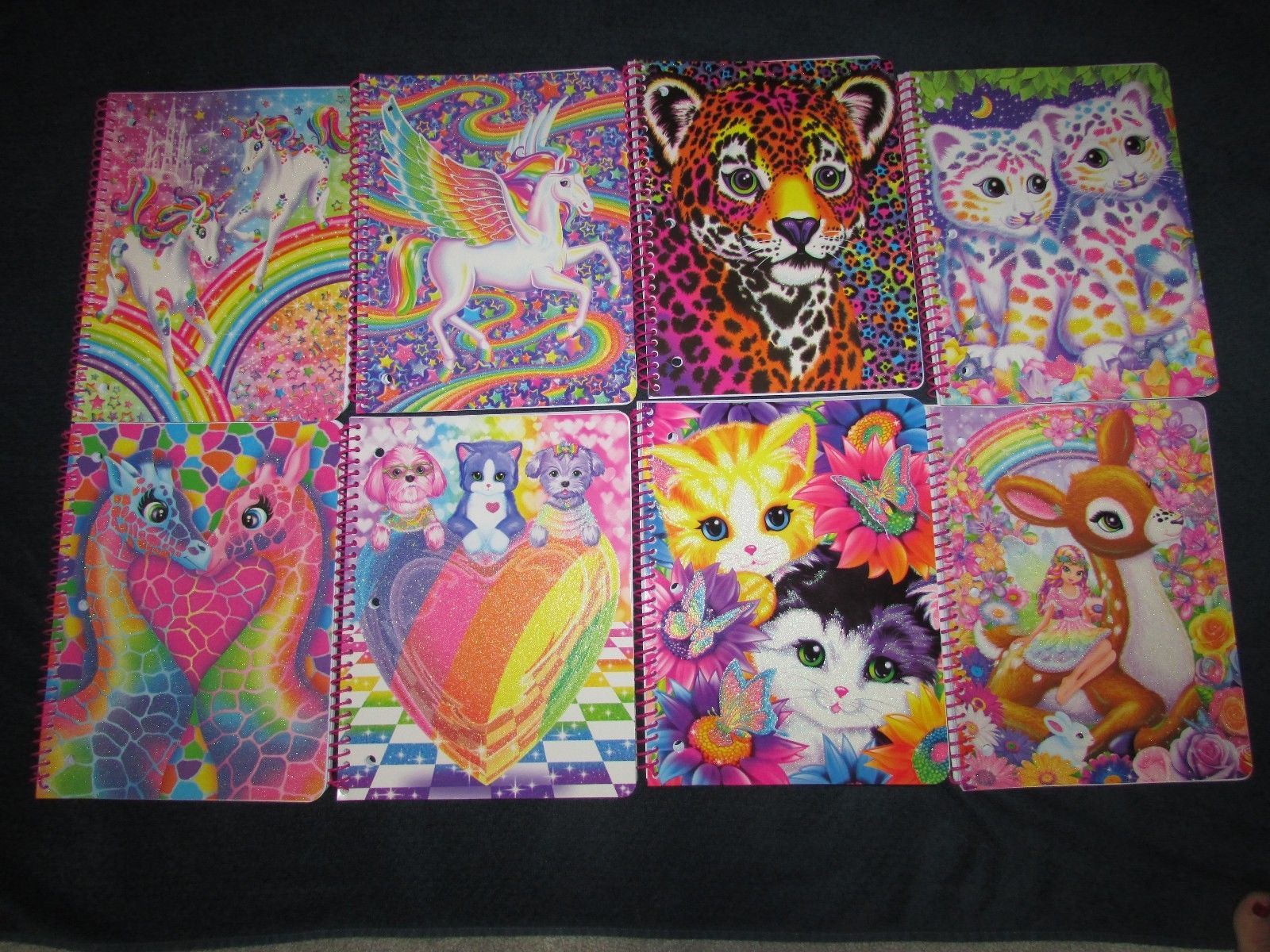 8 pc Set Lisa Frank Sparkle Glitter Spiral Notebooks UNICORN TIGER ...