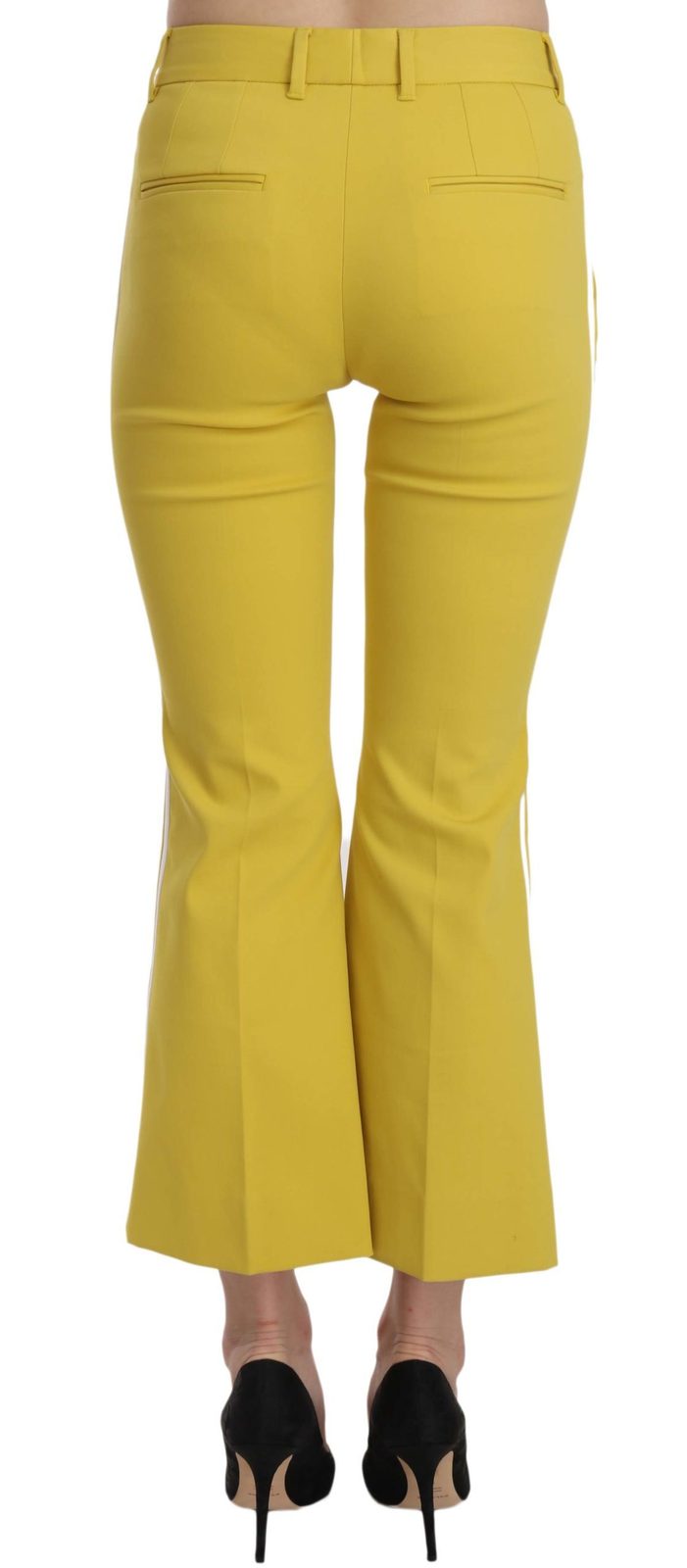 Yellow Flared Bootcut Capri Cotton Pants - Fashion