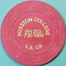$5 Vintage Casino Chip. Rosston College, Los Angeles, CA. Q55. - $8.99