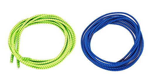 Elastic No Tie Shoelaces - 39 Stretchy 2-Pack Lace Set (Blue & Green)