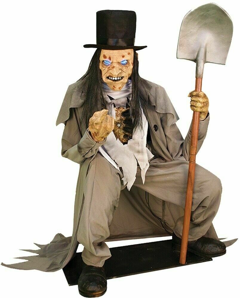 Halloween Animated Lifesize CROUCHING GRAVE DIGGER Cemetery Prop