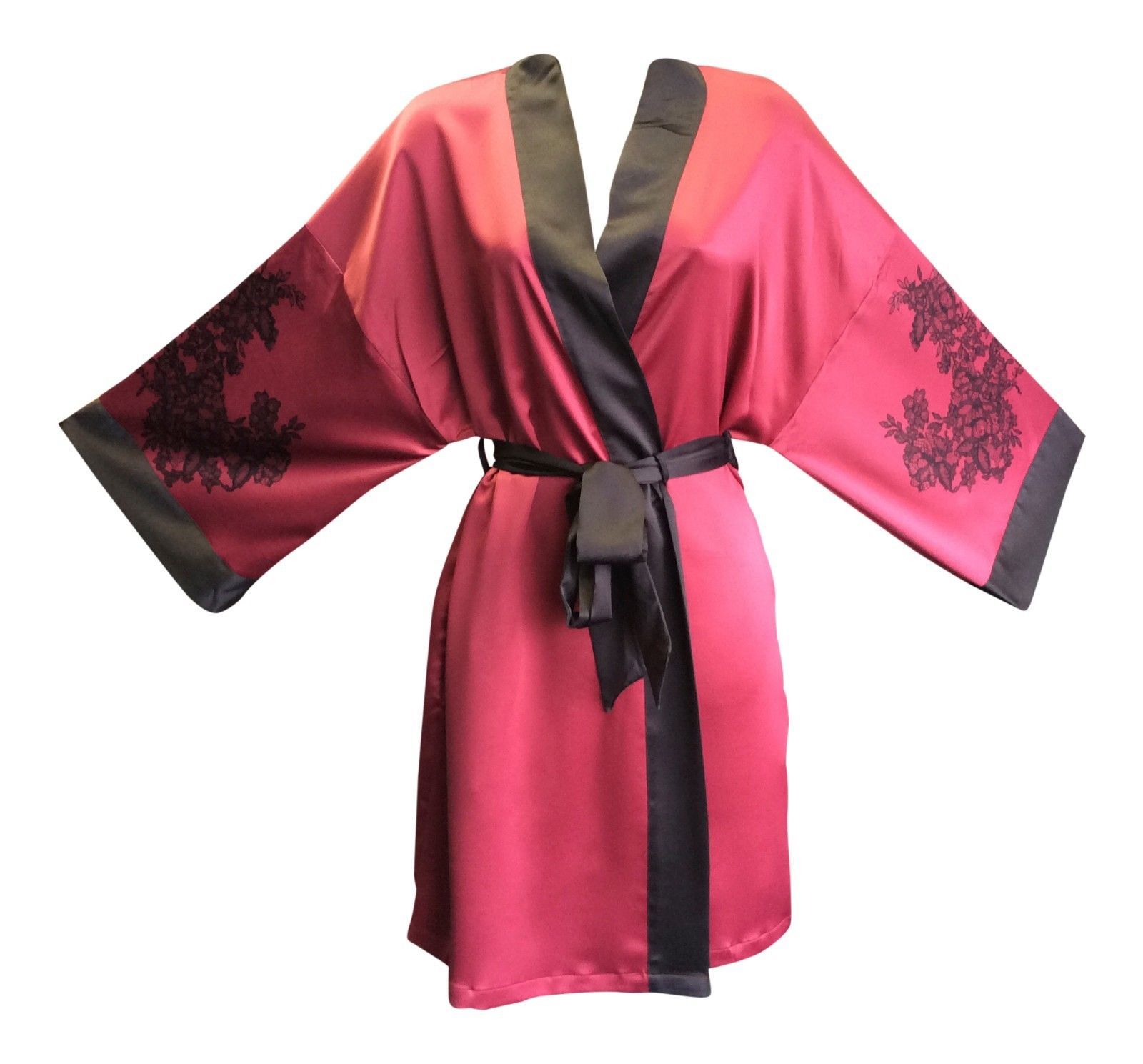 Womens Sexy Cute Thin Red or Cream Short Japanese Kimono Styled Robe Gown / Wrap
