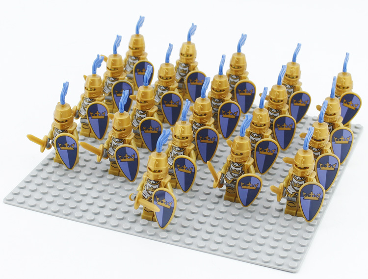 21 Pcs Golden Knights B With Sword Castle Series Minifigure Blocks For ...