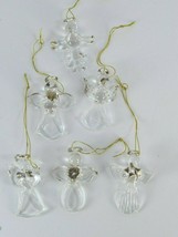 6 Mini Glass with Gold Accents Angels Ornaments Vintage 28809 - $17.81