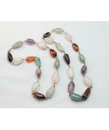 2 Natural Semi Precious Gemstone Wire Wrapped Link Necklaces 17.5&quot; - $29.99