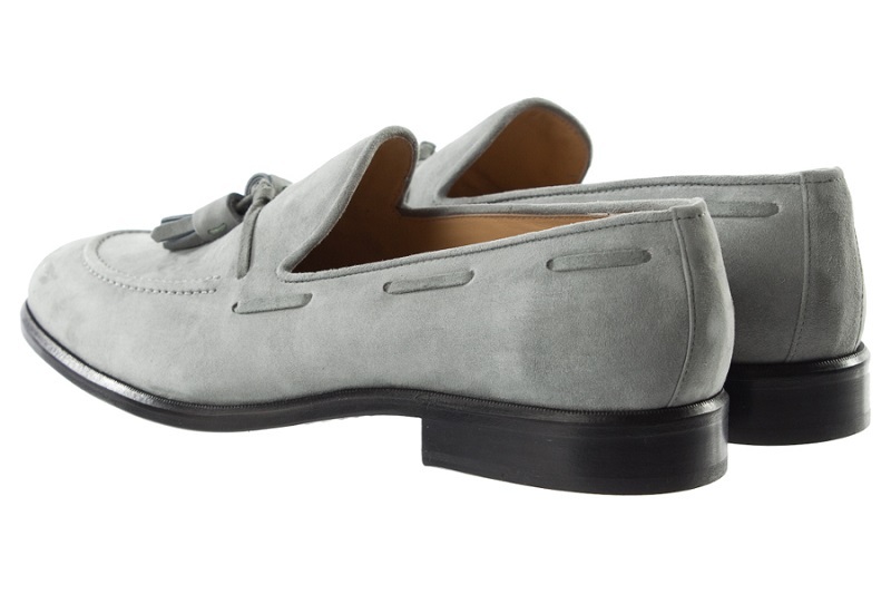 Handmade Men Grey Formal Shoes, Suede Moccasin Shoes For Men, Brogue ...