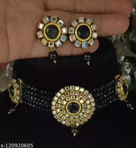 Kundan Earrings Chand Bali Silver Plated Jewelry Set Antique Necklace Ramdan - $19.79