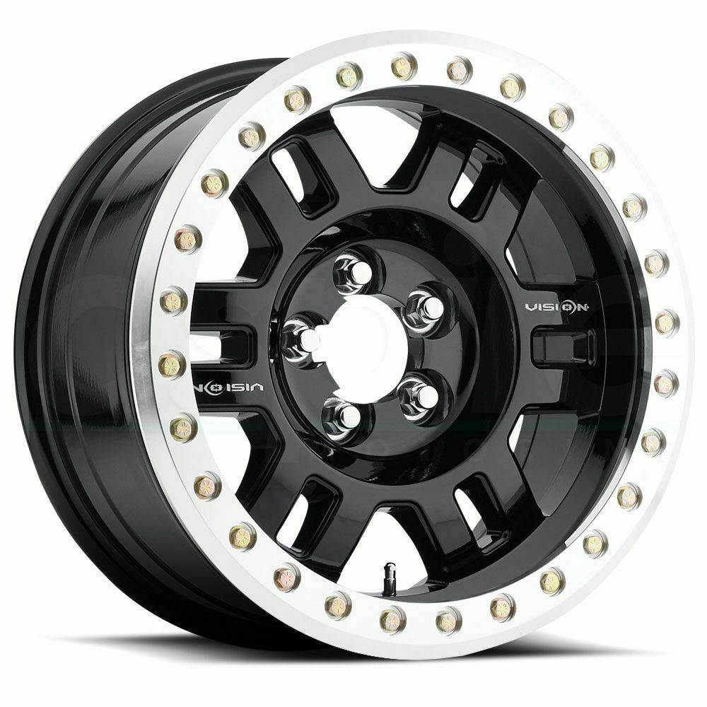 15x8 Vision 398 Manx 6x5.5/6x139.7 19 Black Machined Lip Wheels Rims